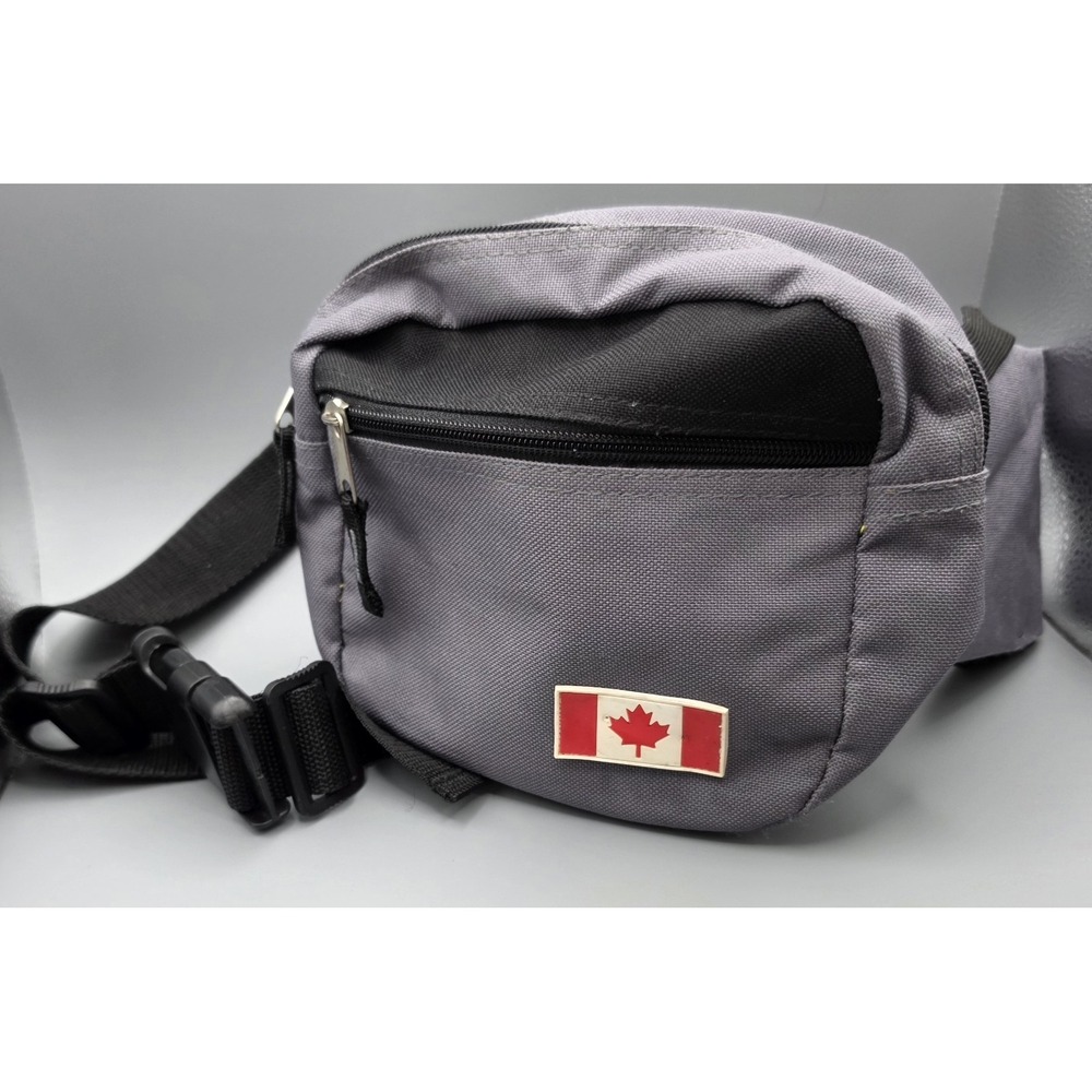 Canada Flag Gray Black Waist Pack Fanny Pack Adjustable Belt Travel Bag Pouch